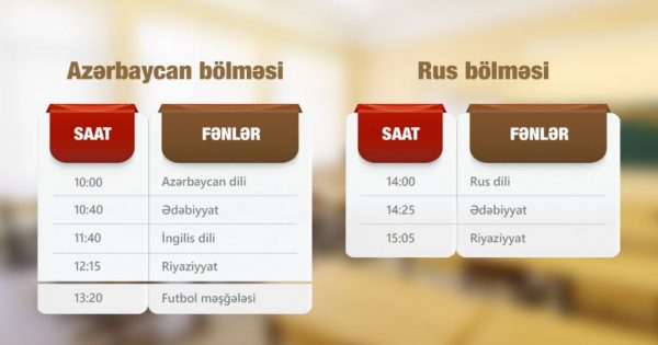 “Abituriyentlər üçün dərs vaxtı”nın sabahkı cədvəli açıqlanıb
