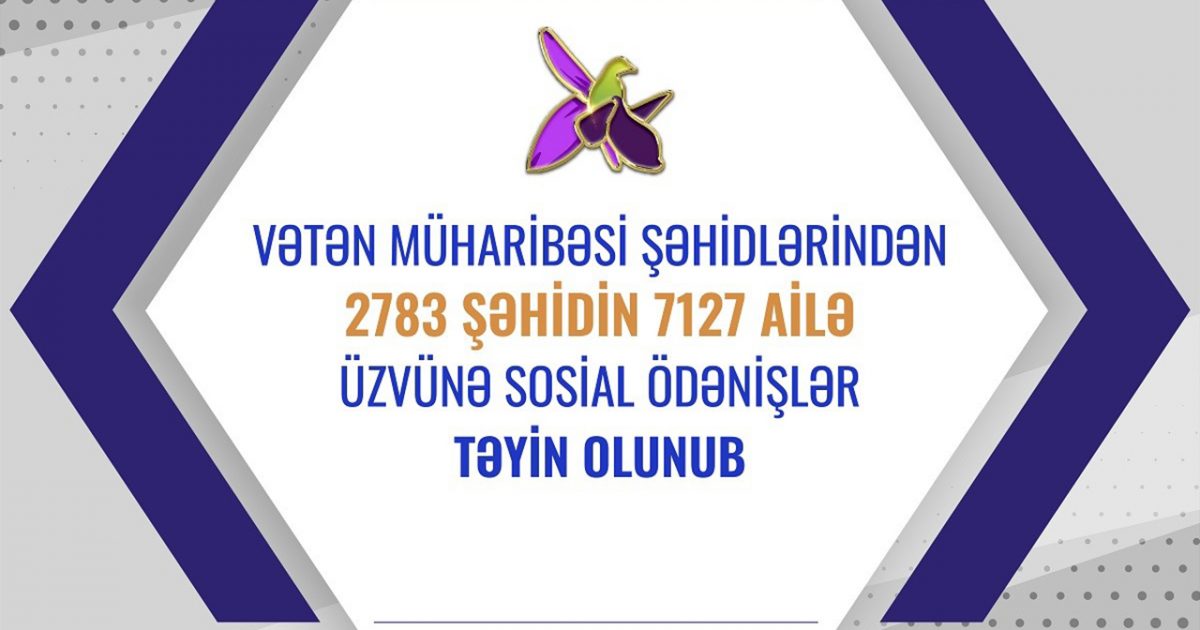 2783 şəhidin ailə üzvünə sosial ödənişlər təyin olunub