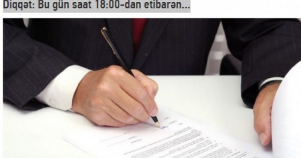 Diqqət: Bu gün saat 18:00-dan etibarən…